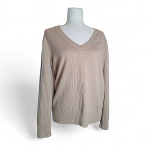 Vince Cashmere Weekend Camel V-Neck Sweater Size S